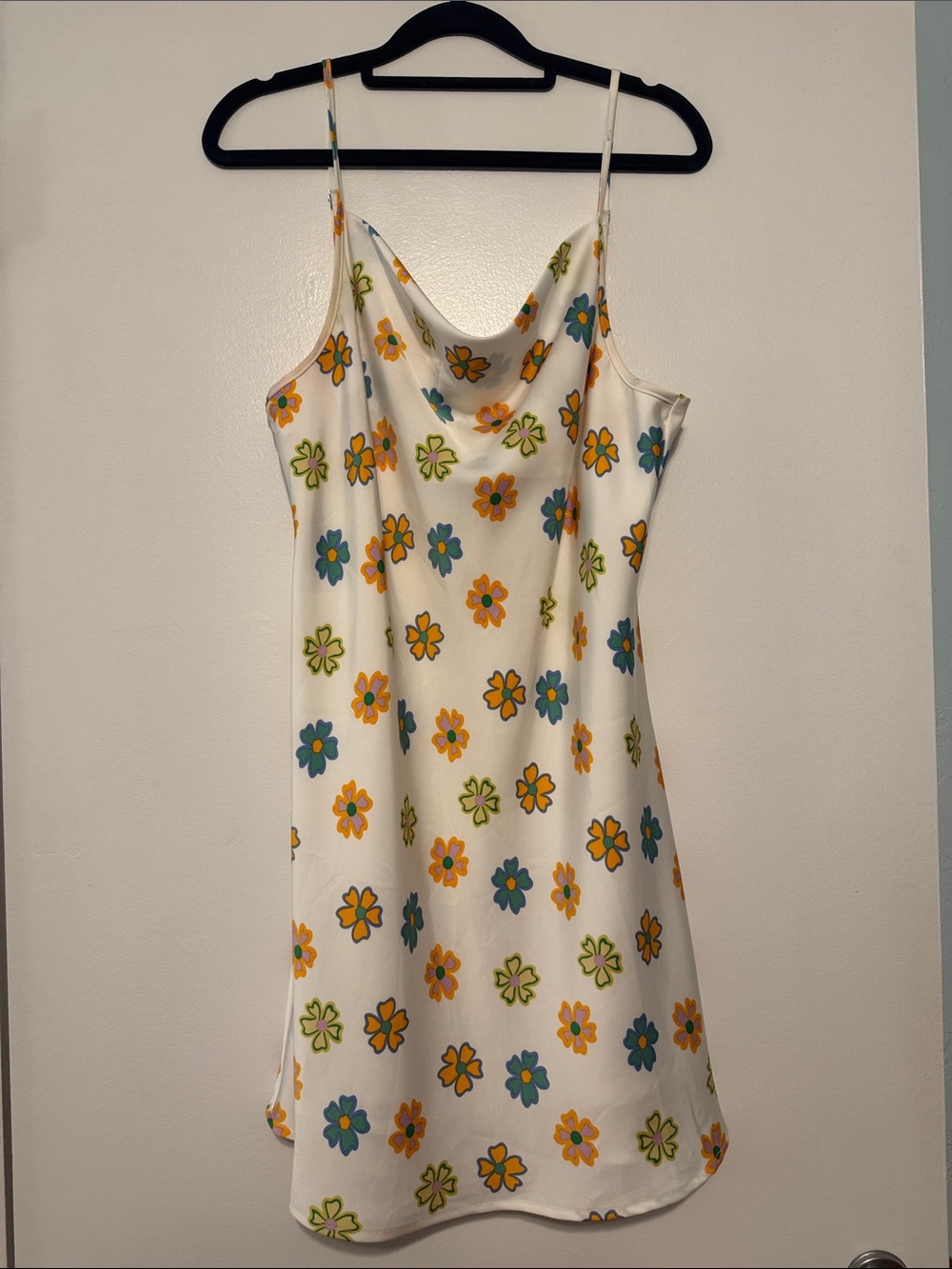 Cotton On White Slip Dress with Yellow, Blue & Green Floral Print